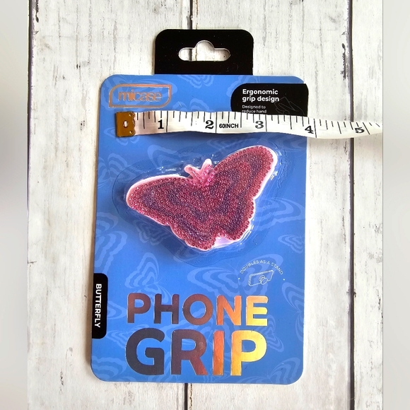 NEW Rhinestone Bling Crystals Pink & Purple Butterfly Popsocket Phone Grip - Picture 5 of 6